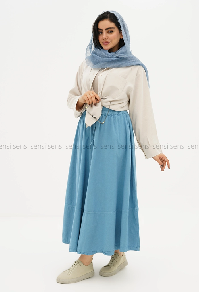 دامن لینن رنگی کمر کش کد1005317